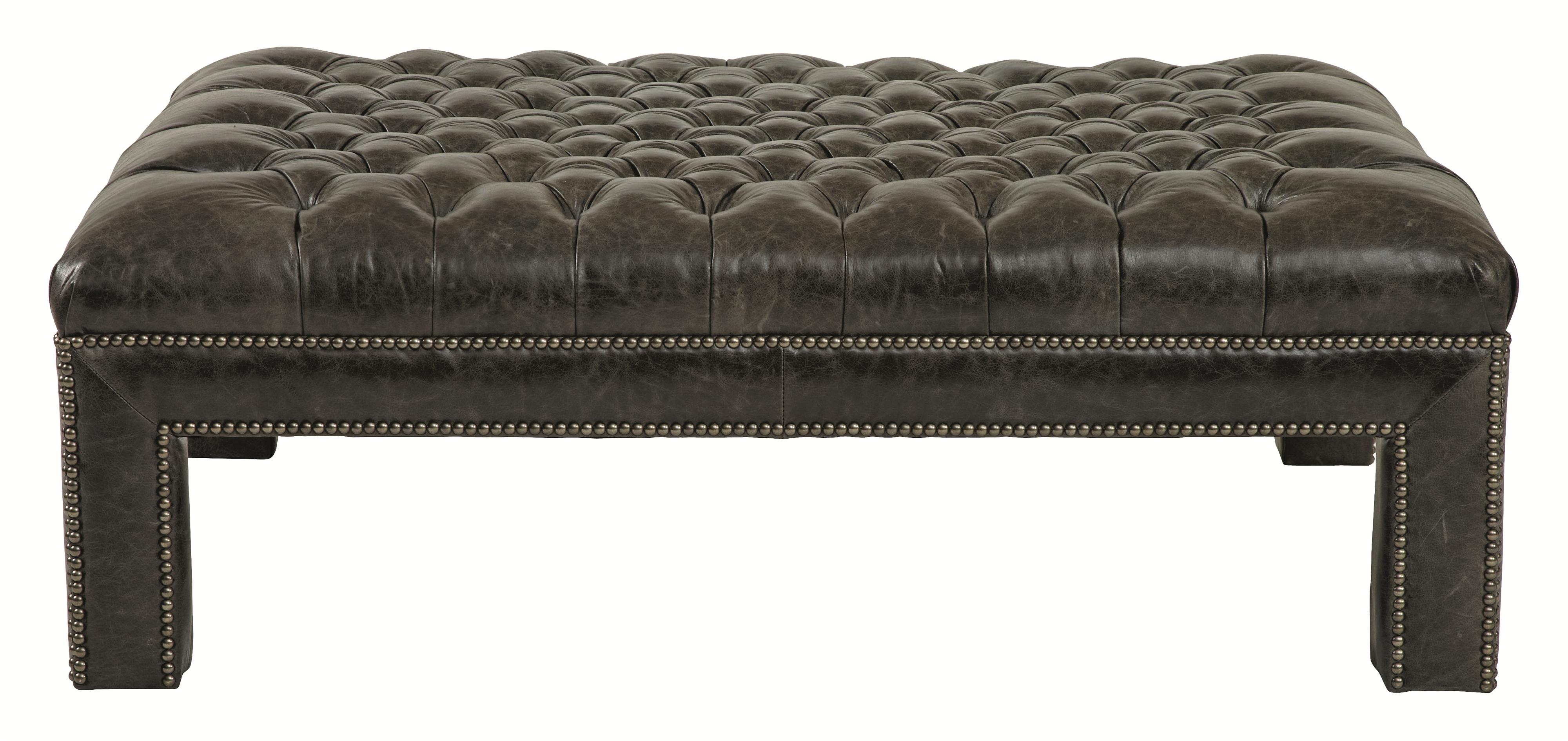 Bernhardt Interiors Accents Logan Ottoman with Tufted Seat Cushion and Nail Heads Belfort